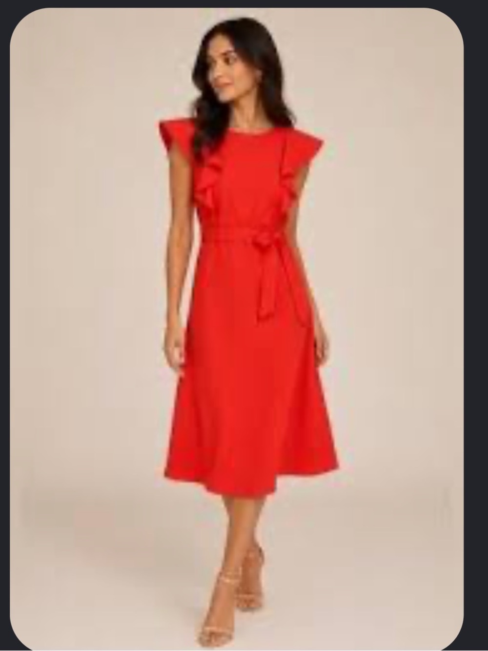Calvin Klein Orange Flutter Ruffle Cap Sleeve A-Line Feminine Boho Midi Dress 12